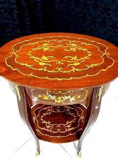 Mesa Oval Lateral Madeira Bronze C Fina Marquiterrie 01 Gav - comprar online