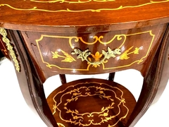 Mesa Oval Lateral Madeira Bronze C Fina Marquiterrie 01 Gav - LUXdécor