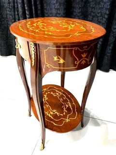 Imagem do Mesa Oval Lateral Madeira Bronze C Fina Marquiterrie 01 Gav