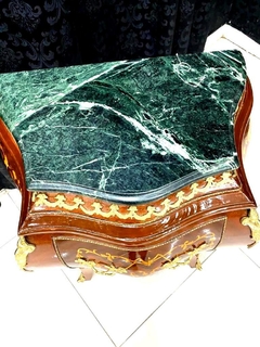 Par De Mesas Cabeceira Bombê Marmore Bronze Madeira Luxo - comprar online
