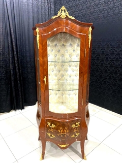 Cristaleira Vitrine França Maciça Bronze Classico Capitone