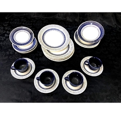 Jogo De Jantar Azul Marinho Porcelana Nobre 20 Pçs