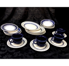 Jogo De Jantar Azul Marinho Porcelana Nobre 20 Pçs