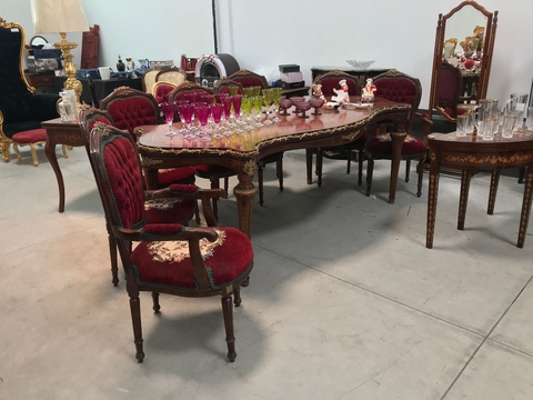 Mesa De Jantar Luiz Xv Entalhes Madeira Bronze Alto Padrão