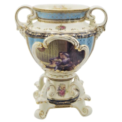 Ânfora Vaso Porcelana Limoges Francesa Ouro Prensado - comprar online