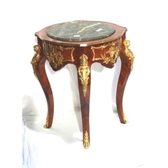 Mesa Lateral Luiz Xv Madeira Maciça Escultura Bronze Luxuosa - comprar online