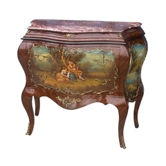 Cômoda Europeia Pintura Romantismo Marmore Lilás Veio Radica