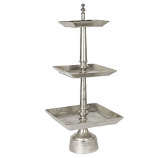 Porta Doce 3 Andares Em Metal Quadrado Fino Acabamento - LUXdécor