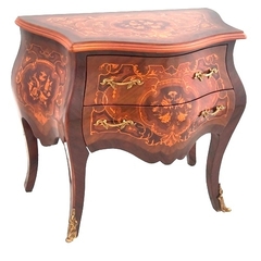 Bombê Movel Decorativo Madeira Maciça Marchetaria Bronze