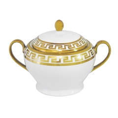 Jogo de Jantar 81 pçs Porcelana Off White Ouro Prensado Versace Grego na internet