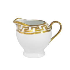 Jogo de Jantar 81 pçs Porcelana Off White Ouro Prensado Versace Grego