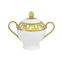 Jogo de Jantar 81 pçs Porcelana Off White Ouro Prensado Versace Grego - comprar online