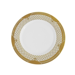 Jogo De Jantar 81 Pçs Porcelana Off White Ouro Prensado