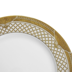 Jogo De Jantar 81 Pçs Porcelana Off White Ouro Prensado - LUXdécor