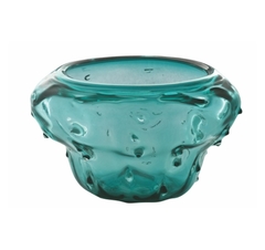 Vaso Fruteira Murano Verde Design Moderno Relevos