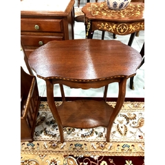 Mesinha Lateral Oval Madeira Cedro Marchetado Fino Design - loja online