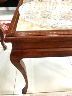 Mesa Lateral Quadrada Xv Cedro Marchetada C Marmore - loja online