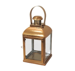 Lanterna Decorativa C Alça Metal Rose Gold Quadrado - LUXdécor
