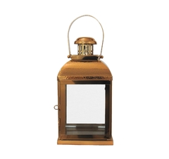 Lanterna Decorativa C Alça Metal Rose Gold Quadrado - LUXdécor