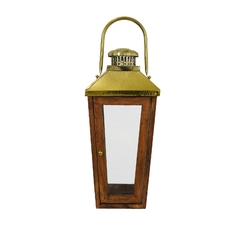 Lanterna Decorativo C Alça Metal Dourado C Madeira na internet