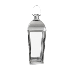 Lanterna Maior Decorativa Metal Prateada Classico - LUXdécor