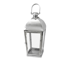 Lanterna Menor Decorativa Metal Prateada Classico C Alça