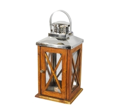 Lanterna Menor Decorativo Madeira Quadrada C Metal na internet
