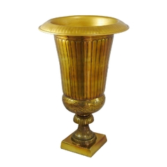 Vaso Decorativo Classico Dourado Desenhos Base Impecavel
