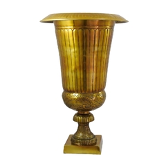 Vaso Decorativo Classico Dourado Desenhos Base Impecavel na internet