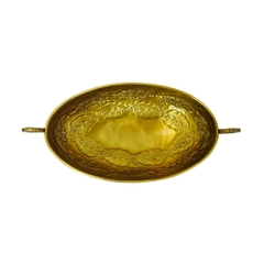 Centro De Mesa Grande 57cm Relevo De Folhas Dourado - LUXdécor
