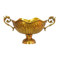 Centro De Mesa Dourado 37cm Design Floral Em Relevo