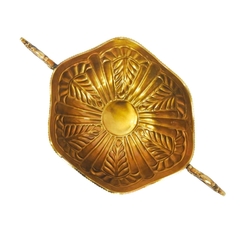 Centro De Mesa Dourado 37cm Design Floral Em Relevo - comprar online