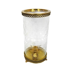 Castiçal Solitário 44cm Lapidado Metal Dourado Classico