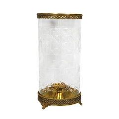 Castiçal Solitário 44cm Lapidado Metal Dourado Classico na internet