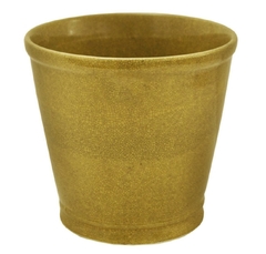 Vaso Cachepot Redondo Amarelo Craquelado Acabamento Luxo