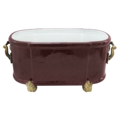 Centro de Mesa Porcelana Com Alças e Pés em Bronze - comprar online