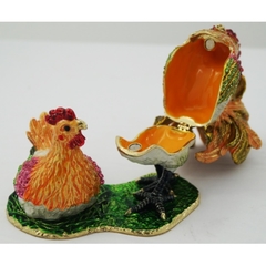 Porta Joia Em Metal Pintura Porcelana Casal Galos - comprar online