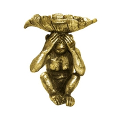 Castiçal Escultura Decorativa Macaco Resina Dourado - comprar online