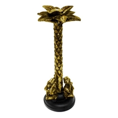 Escultura Castiçal Maior Macaco Cego Surdo Mudo Dourado