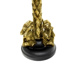 Escultura Castiçal Menor Macaco Cego Surdo Mudo Dourado - comprar online