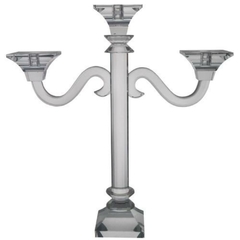 Candelabro Três Pontas Todo em Cristal Lapidado Classico