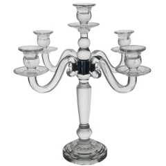 Candelabro Redondo 05 Pontas Todo Em Cristal Classico - comprar online