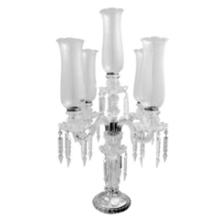 Candelabro Cristal 05 Pontas Cupulas Pingentes Alto Padrão