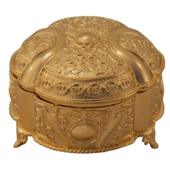 Porta Joia Metal Dourado Redondo Pezinhos Classico - comprar online