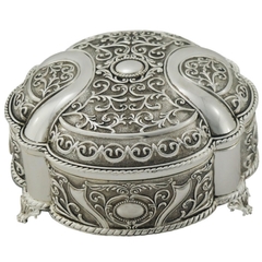 Porta Joia Metal Prata Urado Redondo Pezinhos