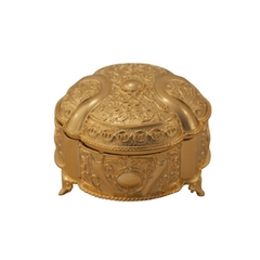 Porta Joia Metal Dourado Todo Em Relevo C Pezinhos - comprar online