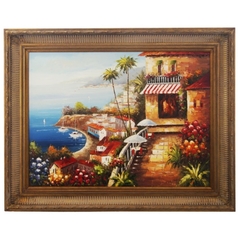 Quadro Moldura Madeira Paisagem Pintura Óleo - comprar online