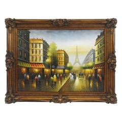 Quadro Decorativo Òleo Paris Moldura Classica Entalhes - comprar online