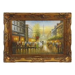 Quadro Moldura Classica Pintura A Óleo Torre Eiffel - comprar online