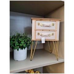 Cabeceira De Cama Criado 02 Gavetas Metal Dourado C Couro - comprar online